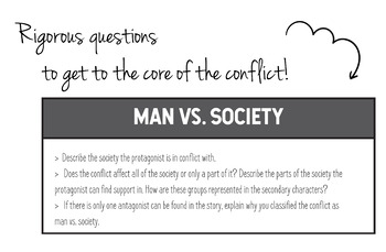 Conflict types in Literature - Writing prompts, Bookmarks, Summary Poster
