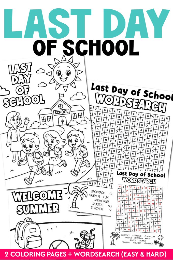 last day of school coloring page