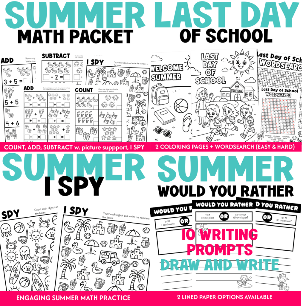 summer worksheets for kindergarten
