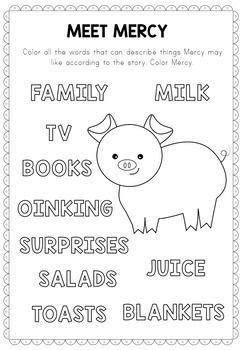 A piglet named Mercy activities, book companion (by Kate DiCamillo)